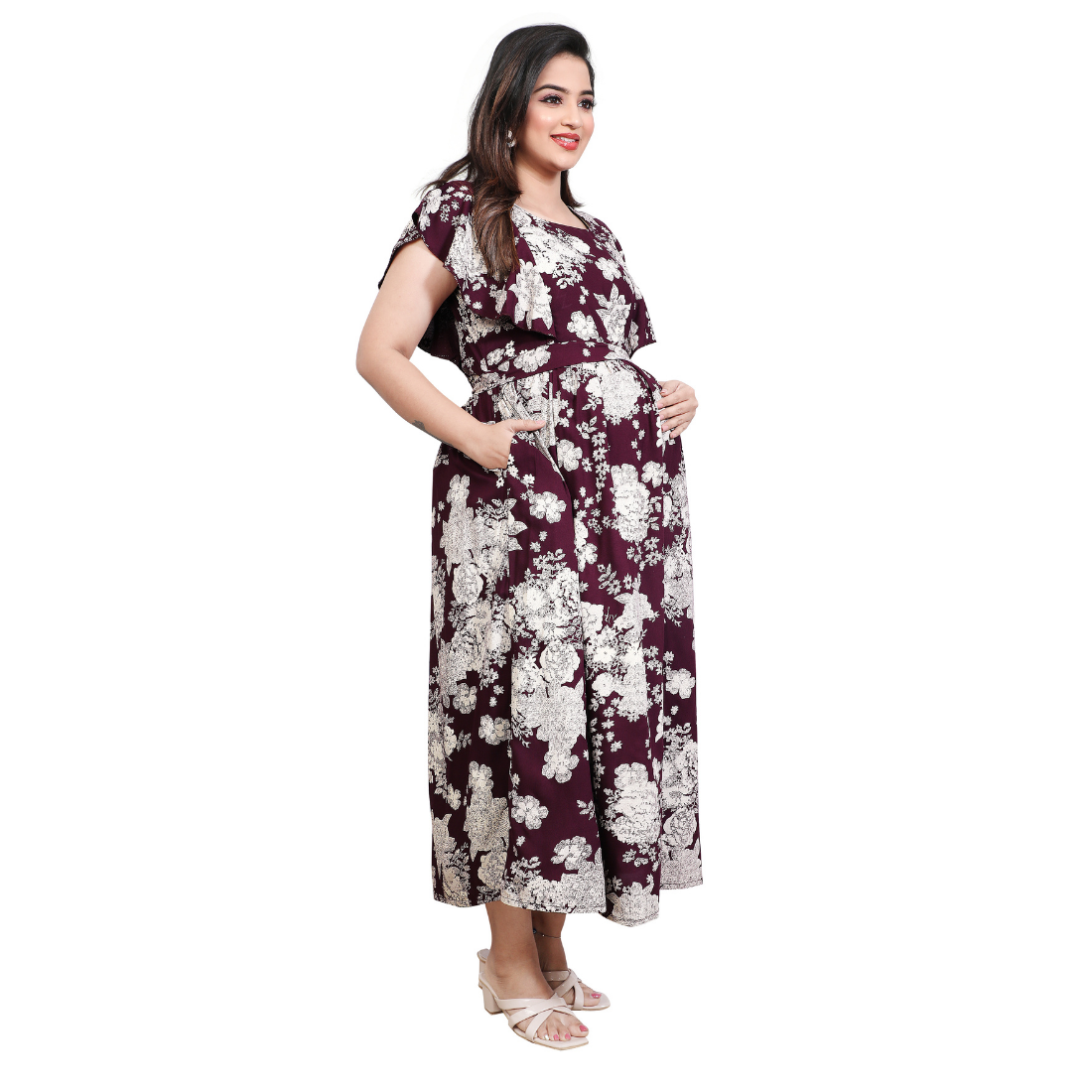 D2D Fashion Maternity & Feeding Dress | Floral Nursing Nighty for Women