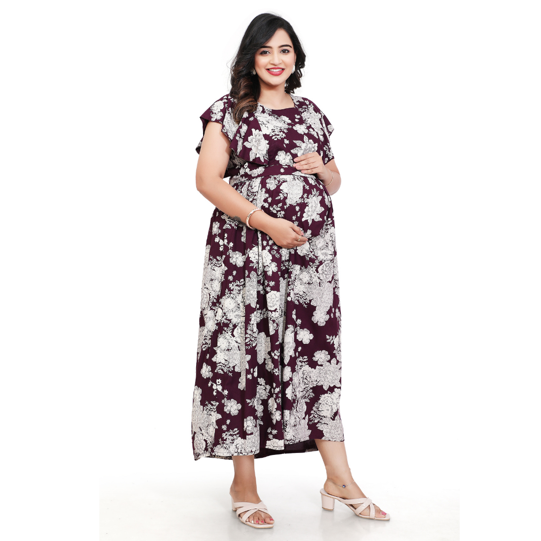 D2D Fashion Maternity & Feeding Dress | Floral Nursing Nighty for Women