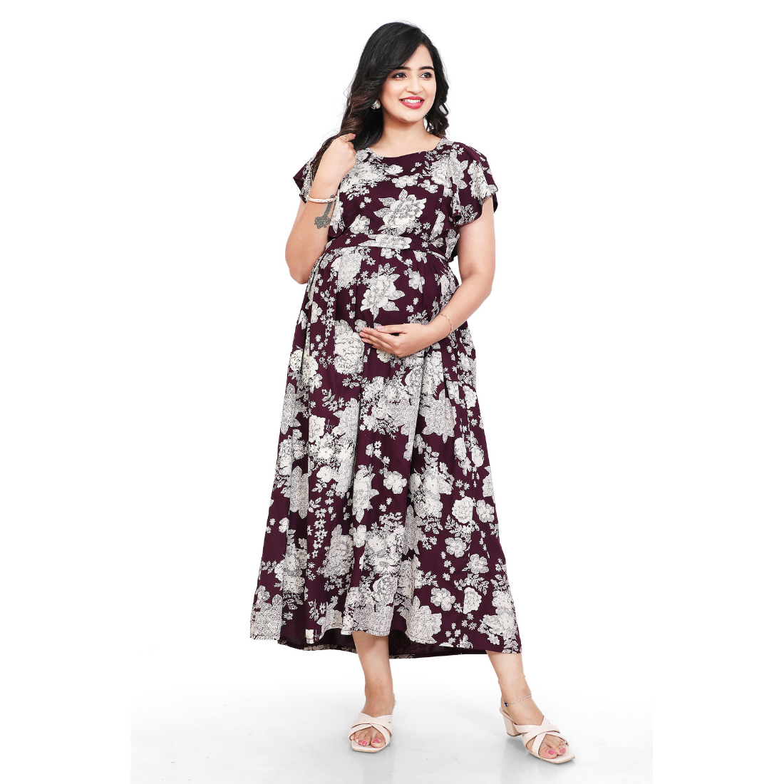 D2D Fashion Maternity & Feeding Dress | Floral Nursing Nighty for Women