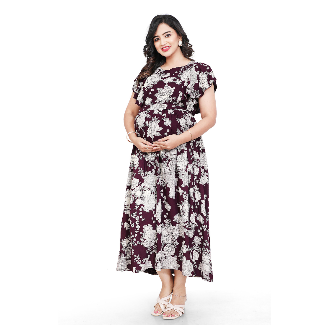 D2D Fashion Maternity & Feeding Dress | Floral Nursing Nighty for Women