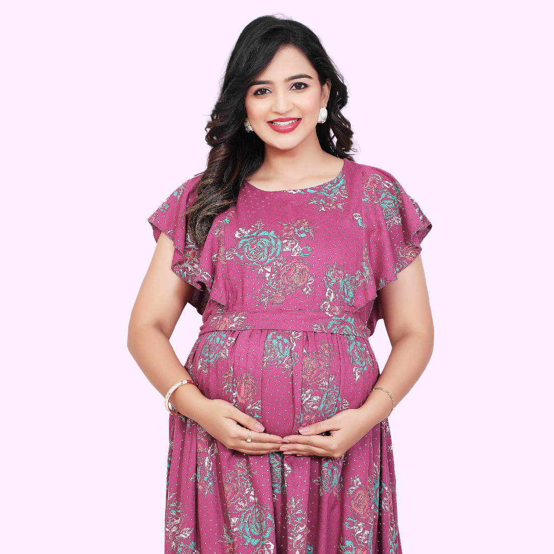 D2D Fashion Maternity & Feeding Dress | Floral Nursing Nighty for Women