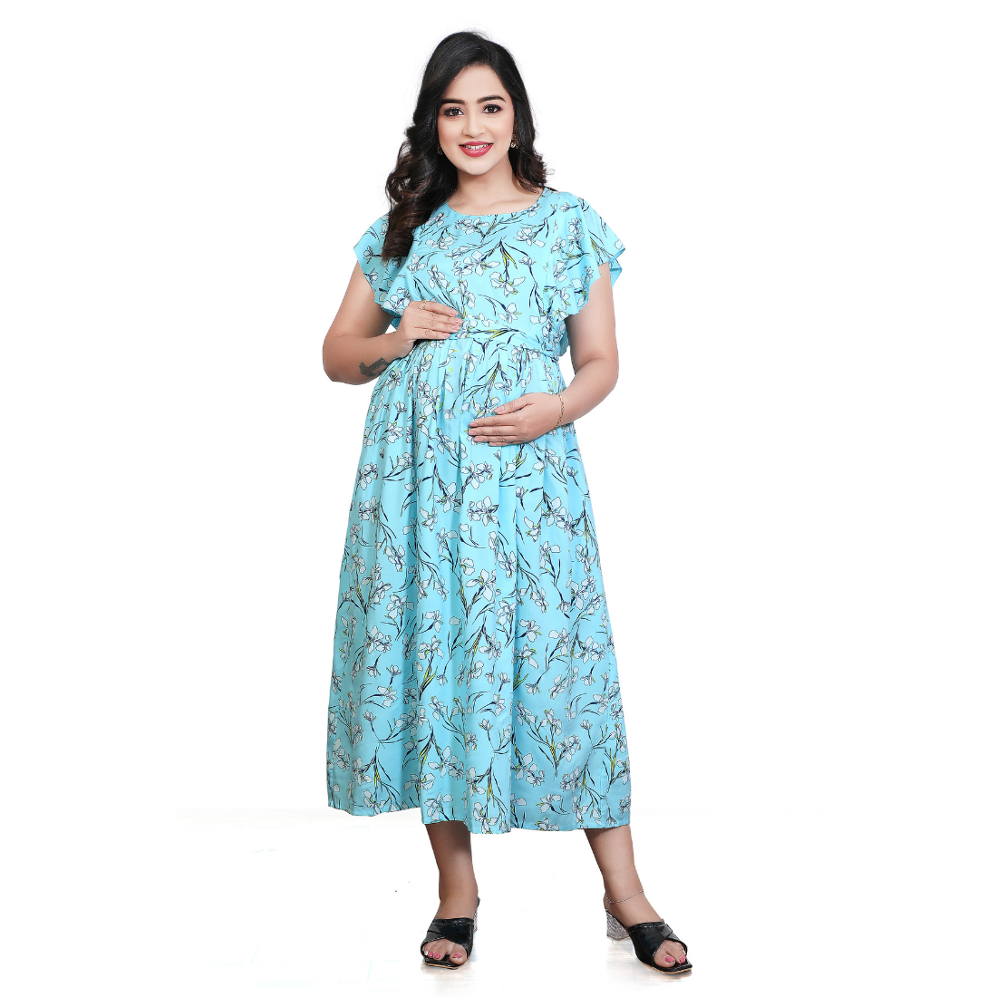 D2D Fashion Maternity & Feeding Dress | Floral Nursing Nighty for Women