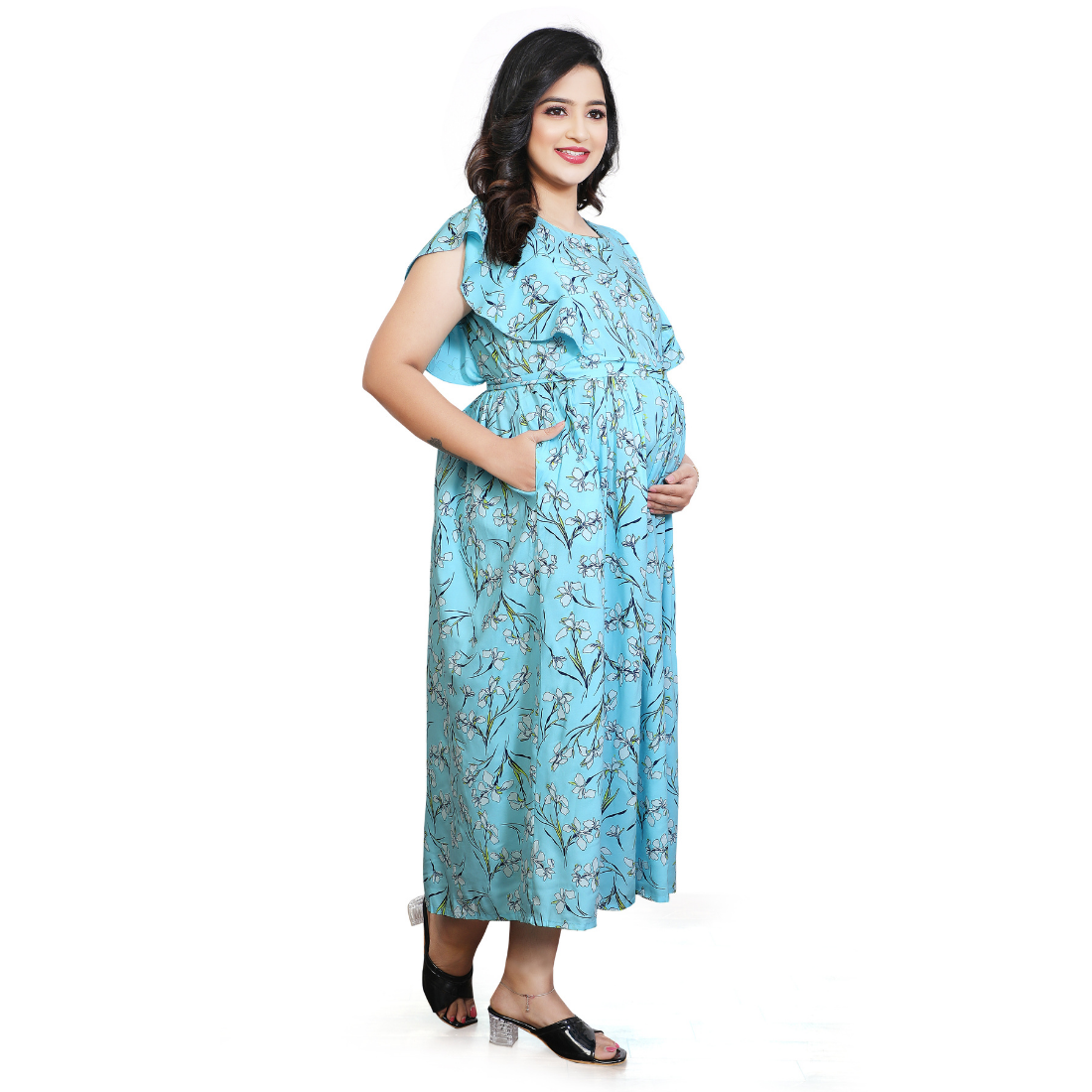 D2D Fashion Maternity & Feeding Dress | Floral Nursing Nighty for Women