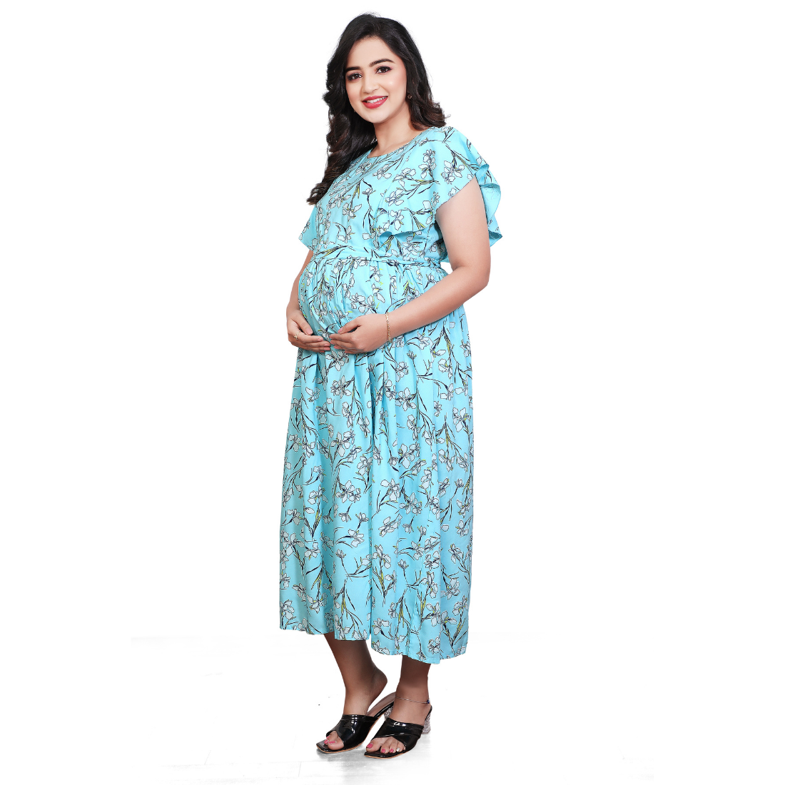 D2D Fashion Maternity & Feeding Dress | Floral Nursing Nighty for Women