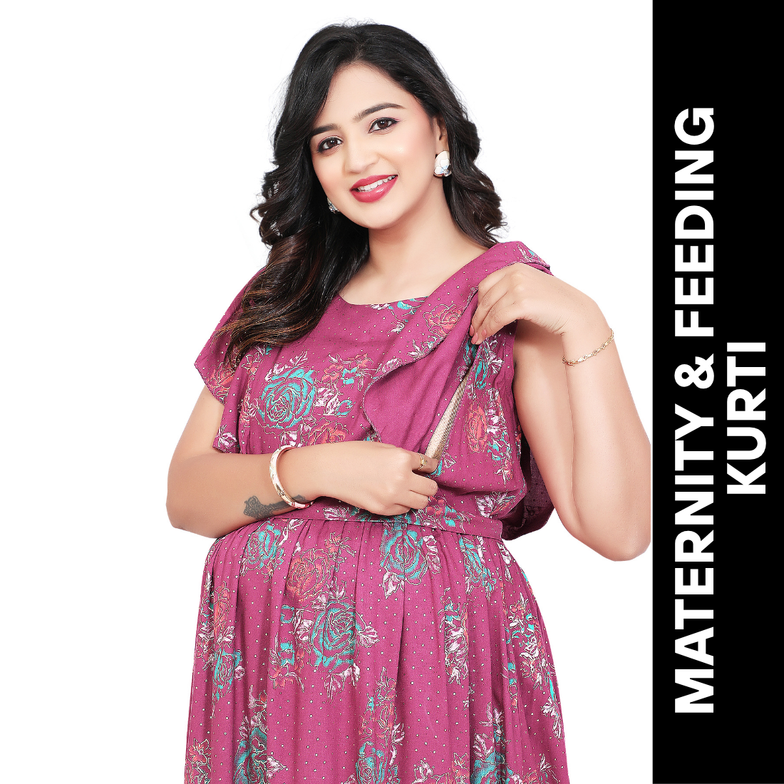 D2D Fashion Maternity & Feeding Dress | Floral Nursing Nighty for Women