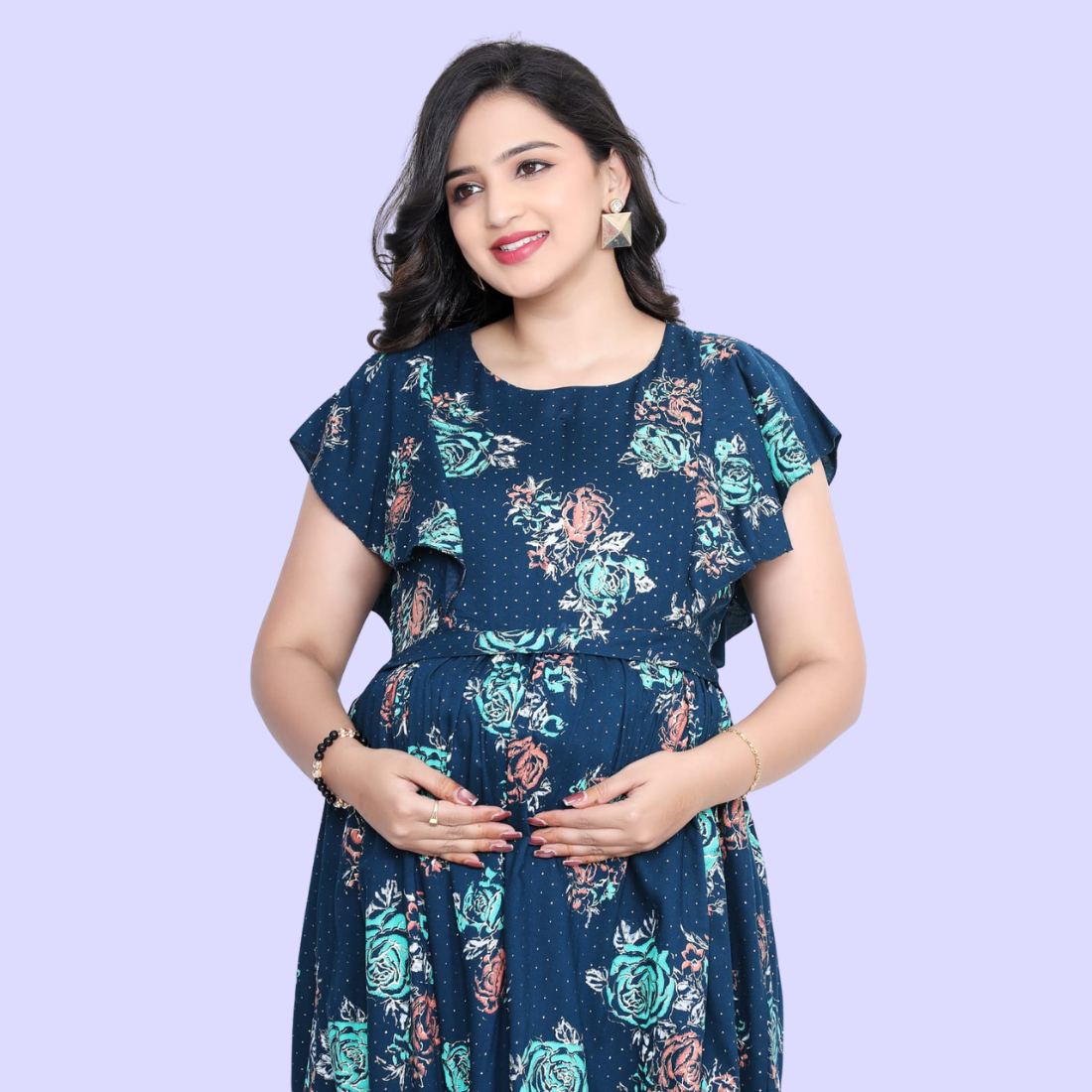 D2D Fashion Maternity & Feeding Dress | Floral Nursing Nighty for Women