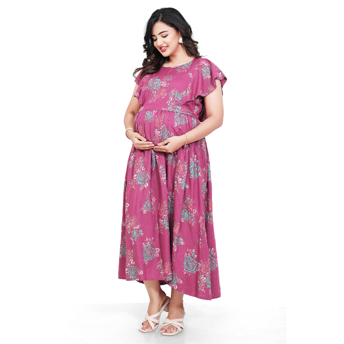 D2D Fashion Maternity & Feeding Dress | Floral Nursing Nighty for Women