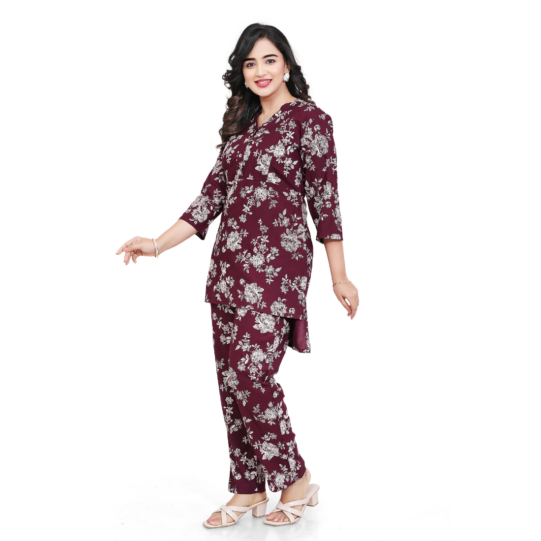 D2D Fashion Maternity & Nursing Co-Ord Set | Floral Feeding Kurti Pant Set