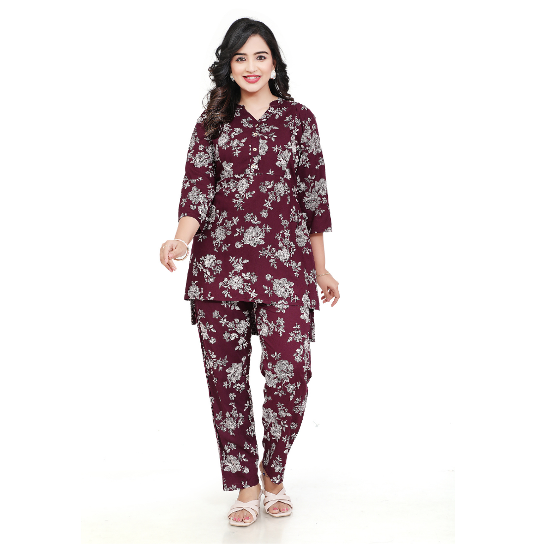 D2D Fashion Maternity & Nursing Co-Ord Set | Floral Feeding Kurti Pant Set