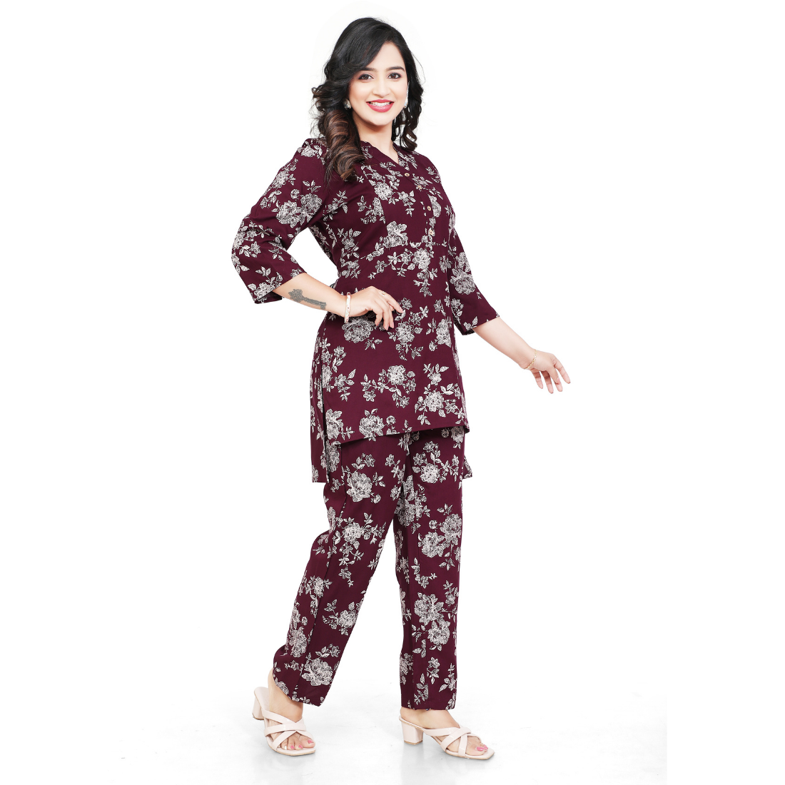 D2D Fashion Maternity & Nursing Co-Ord Set | Floral Feeding Kurti Pant Set