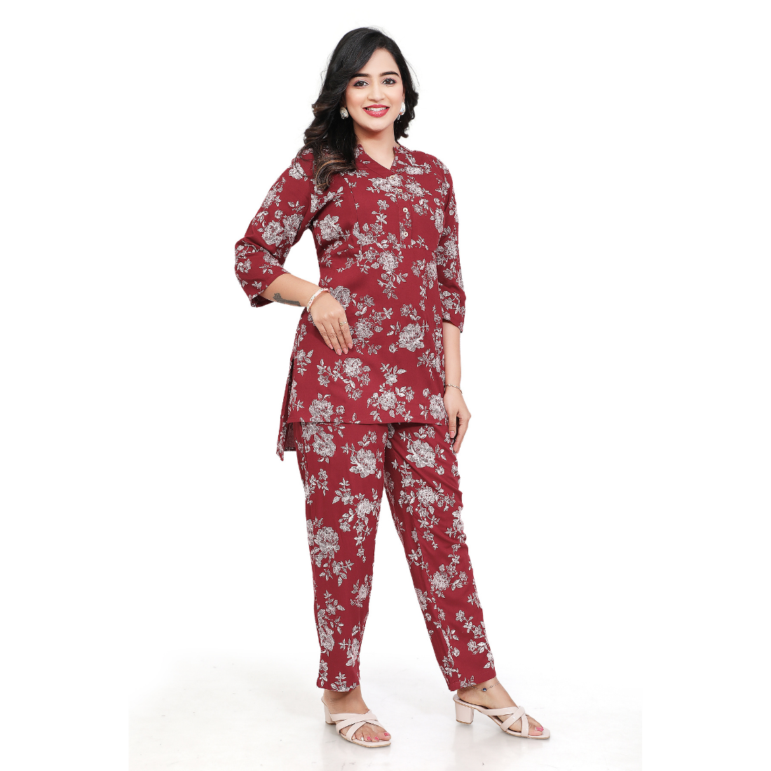 D2D Fashion Maternity & Nursing Co-Ord Set | Floral Feeding Kurti Pant Set