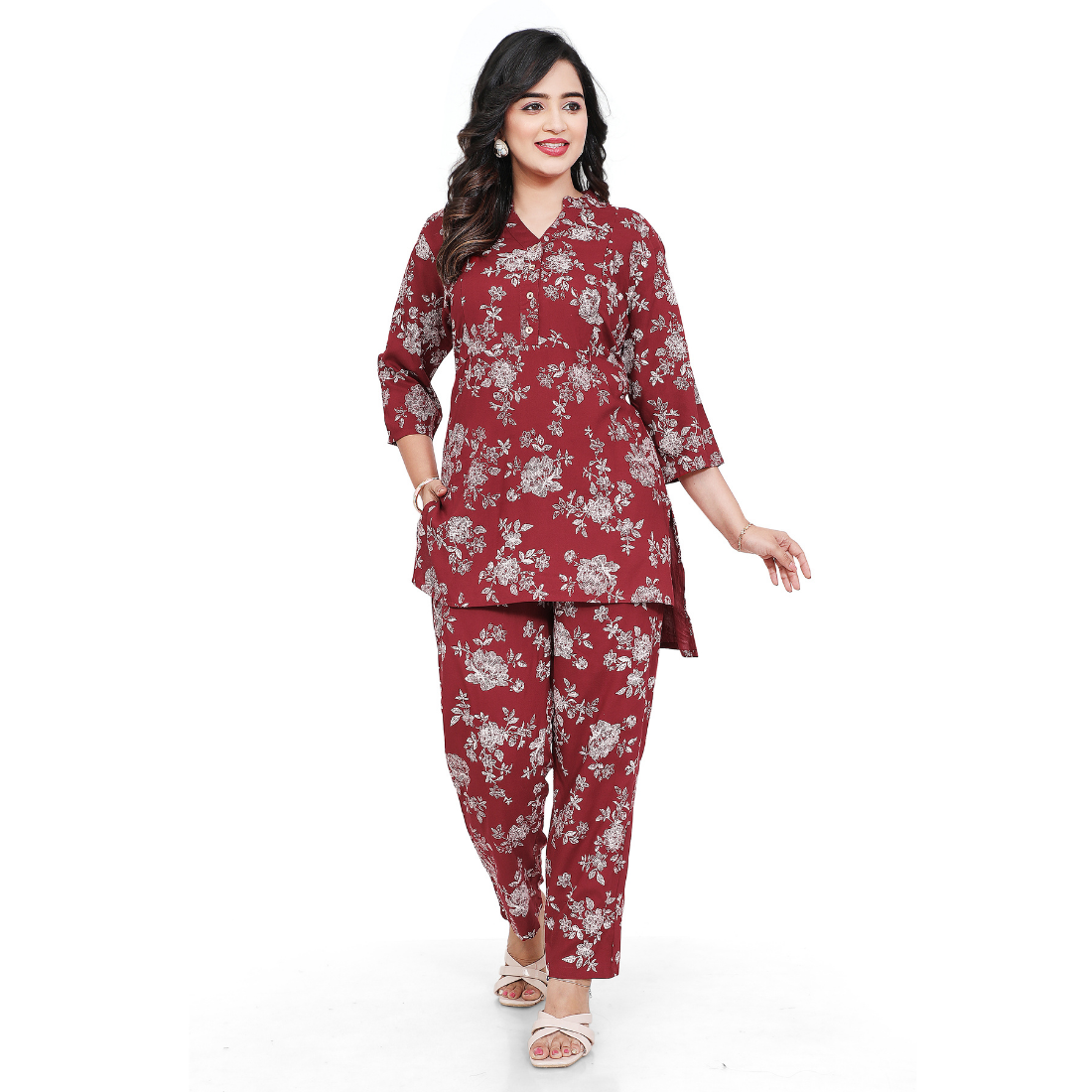D2D Fashion Maternity & Nursing Co-Ord Set | Floral Feeding Kurti Pant Set