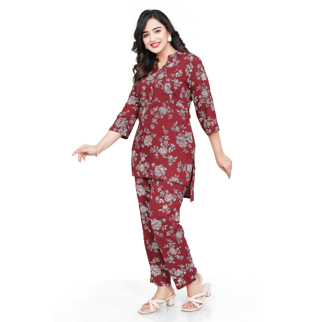D2D Fashion Maternity & Nursing Co-Ord Set | Floral Feeding Kurti Pant Set