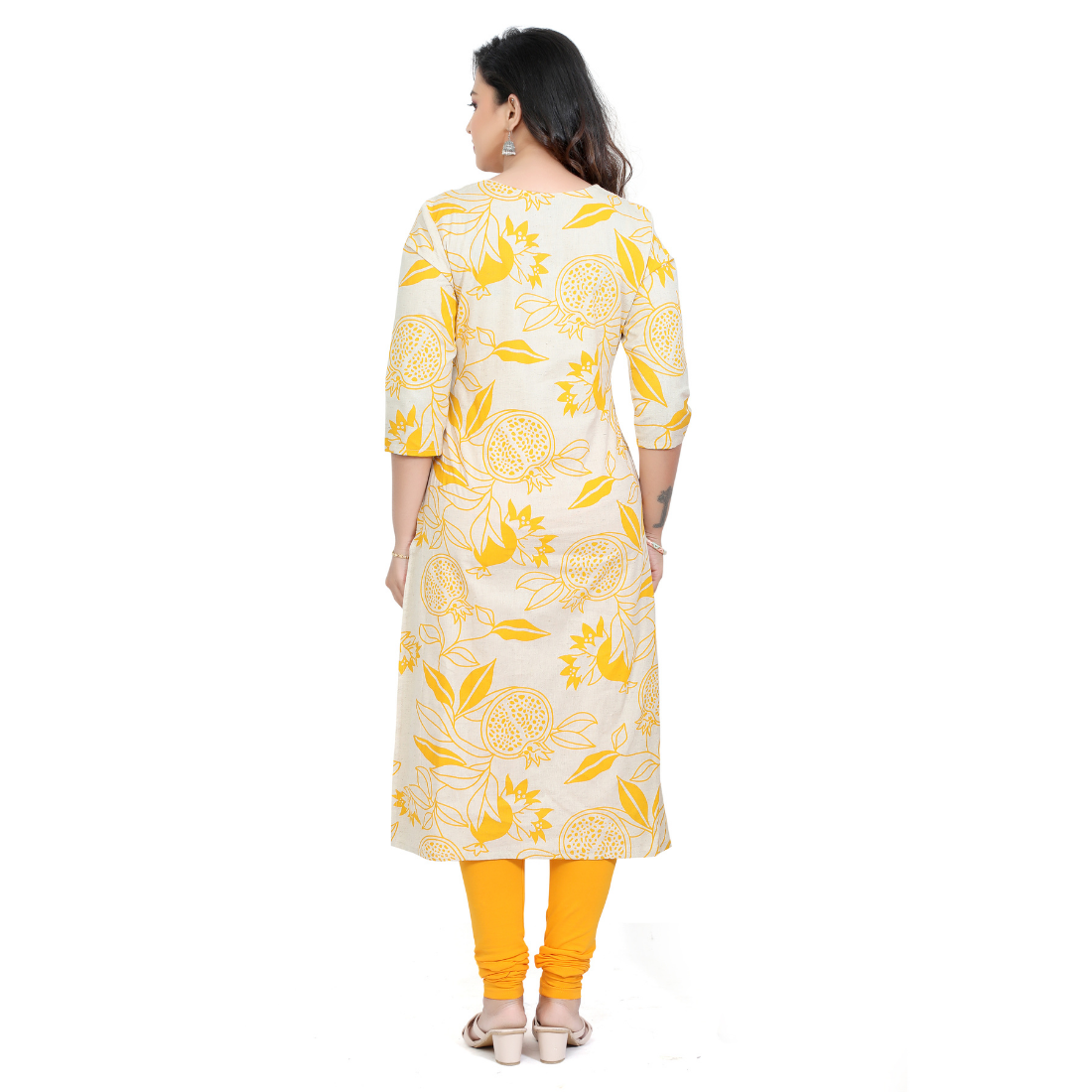 D2D Fashion Women's White & Yellow Floral Maternity Feeding Kurti | Soft Rayon Nursing Kurta with Concealed Side Zippers | Pregnancy & Breastfeeding Wear