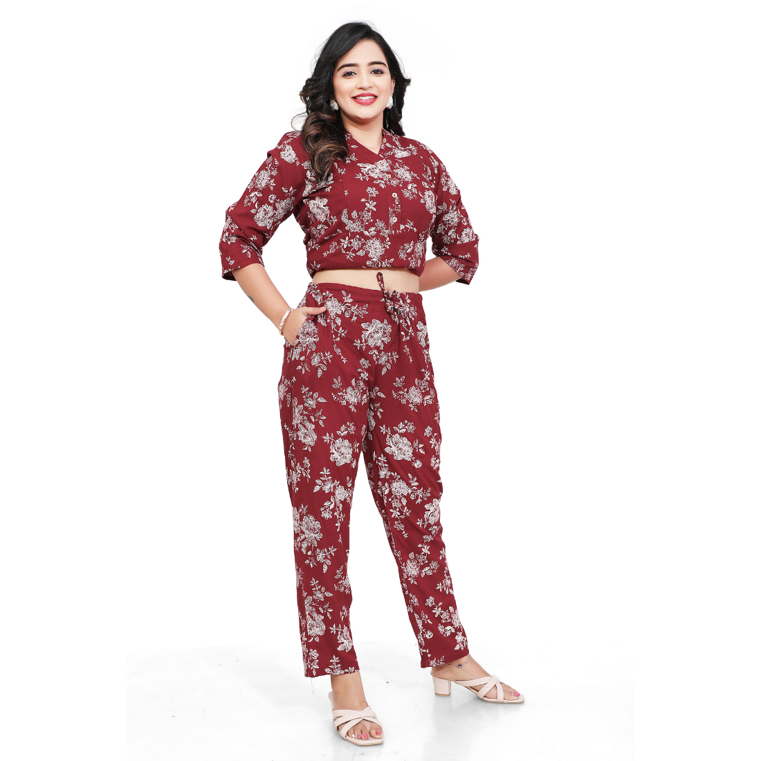 D2D Fashion Maternity & Nursing Co-Ord Set | Floral Feeding Kurti Pant Set