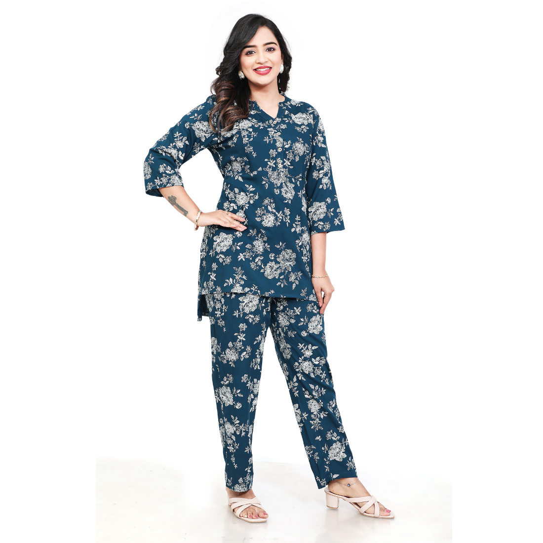 D2D Fashion Maternity & Nursing Co-Ord Set | Floral Feeding Kurti Pant Set