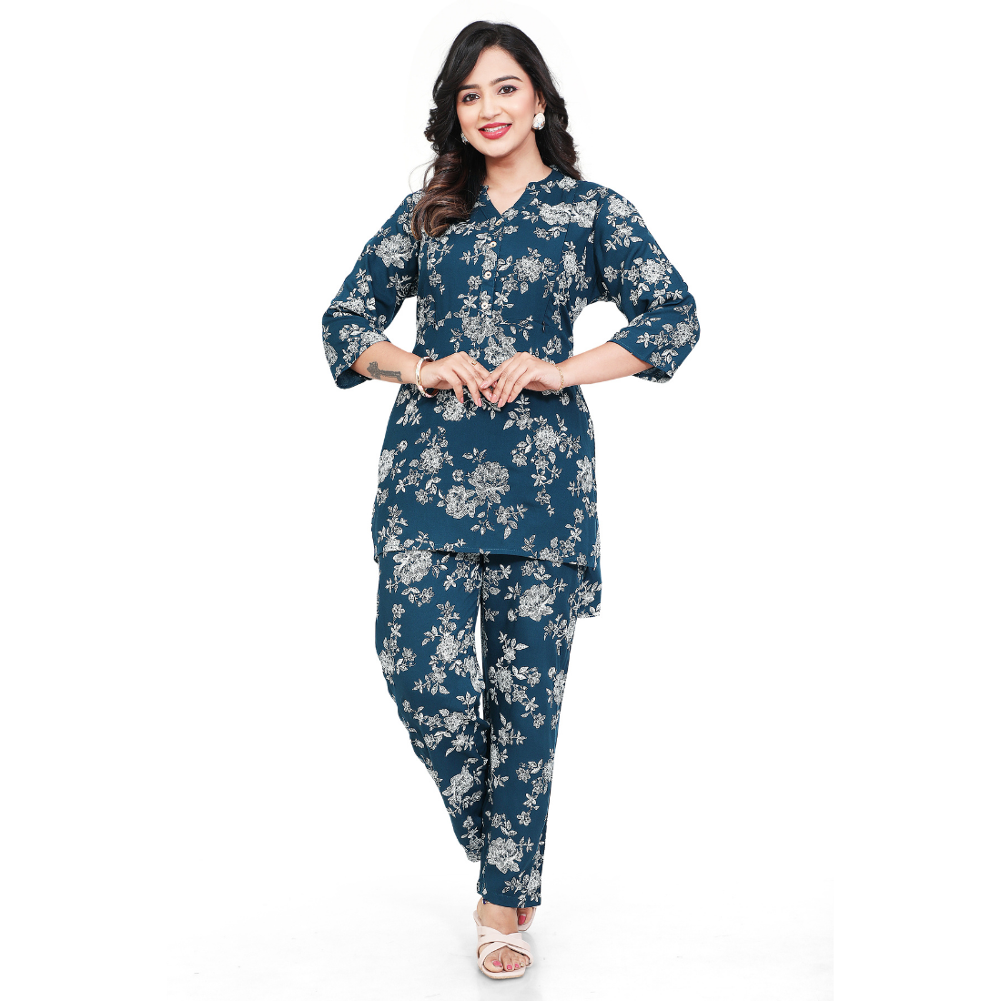 D2D Fashion Maternity & Nursing Co-Ord Set | Floral Feeding Kurti Pant Set