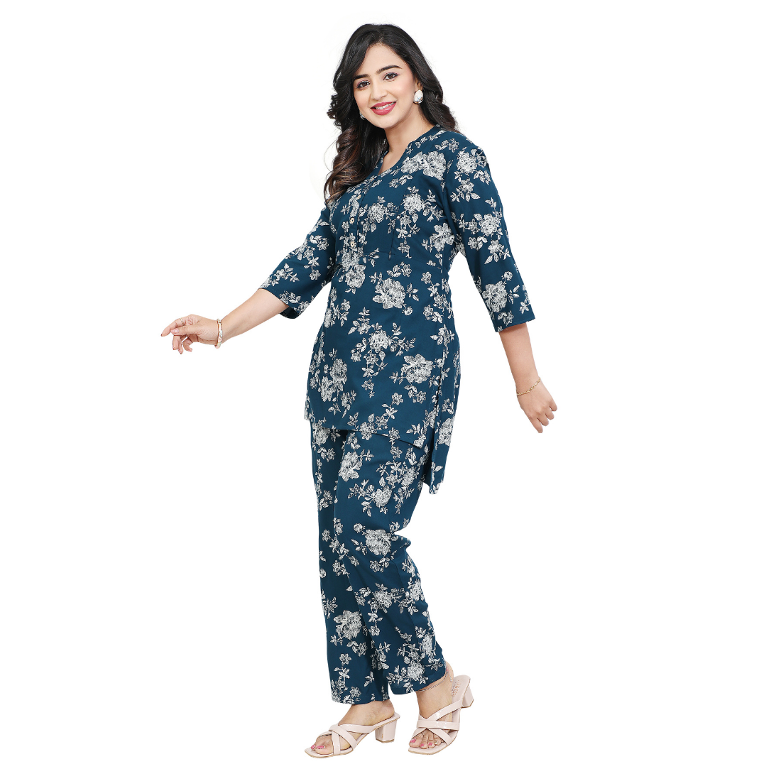 D2D Fashion Maternity & Nursing Co-Ord Set | Floral Feeding Kurti Pant Set