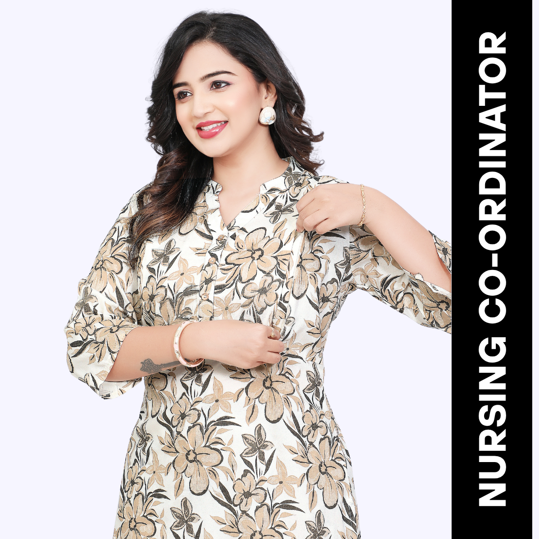 D2D Fashion Maternity & Nursing Co-Ord Set | Floral Feeding Kurti Pant Set