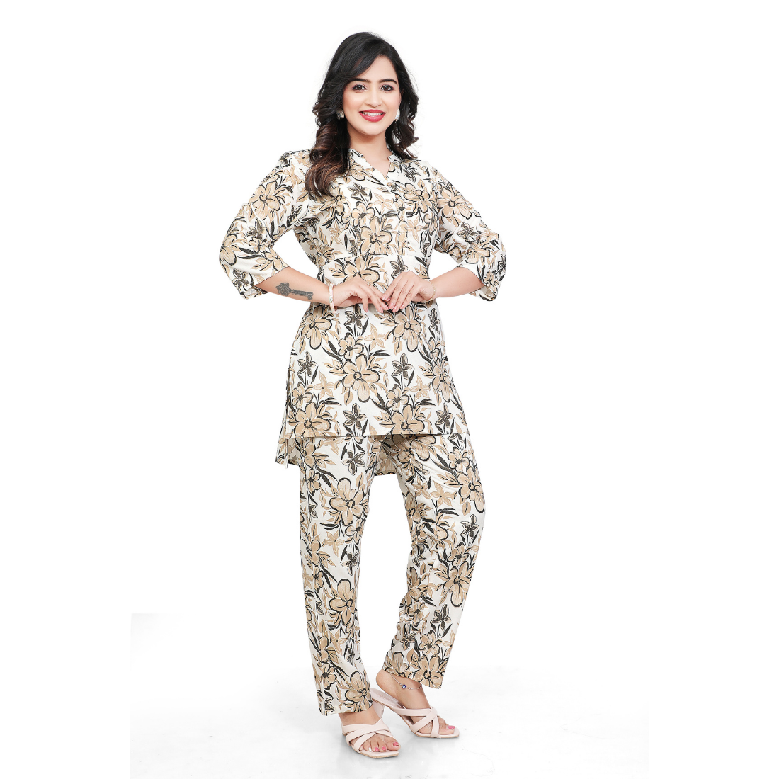 D2D Fashion Maternity & Nursing Co-Ord Set | Floral Feeding Kurti Pant Set