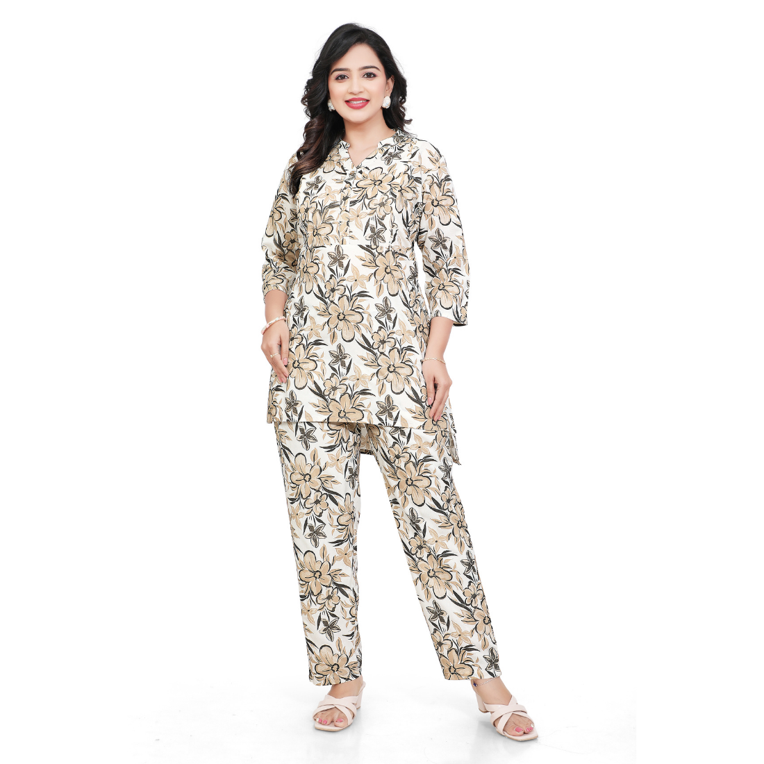 D2D Fashion Maternity & Nursing Co-Ord Set | Floral Feeding Kurti Pant Set