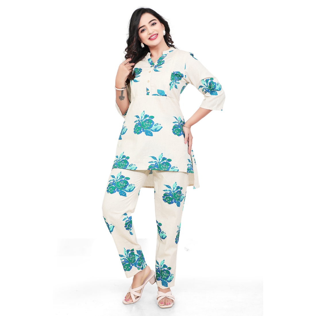 D2D Fashion Maternity & Nursing Co-Ord Set | Floral Feeding Kurti Pant Set