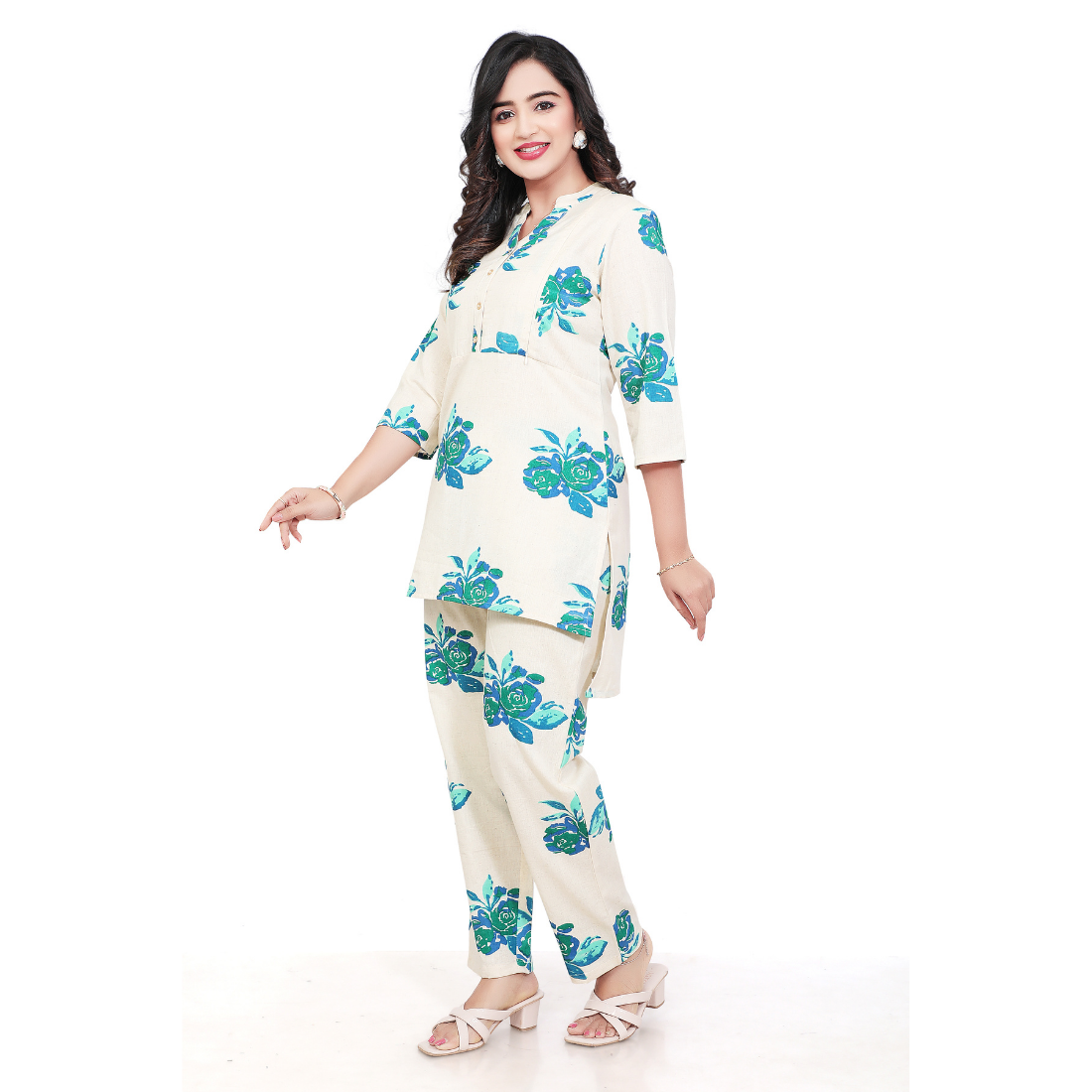 D2D Fashion Maternity & Nursing Co-Ord Set | Floral Feeding Kurti Pant Set