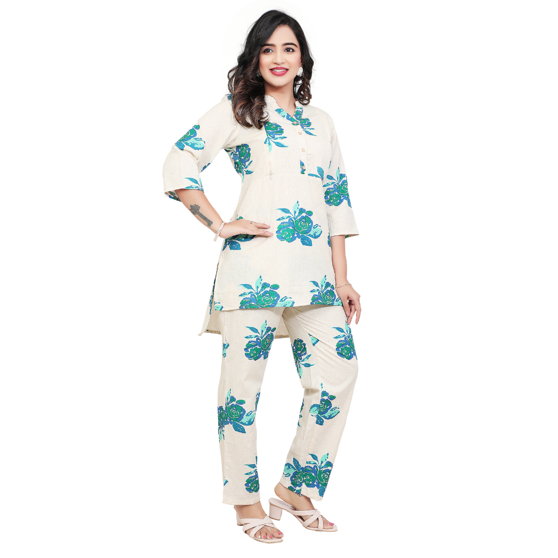 D2D Fashion Maternity & Nursing Co-Ord Set | Floral Feeding Kurti Pant Set