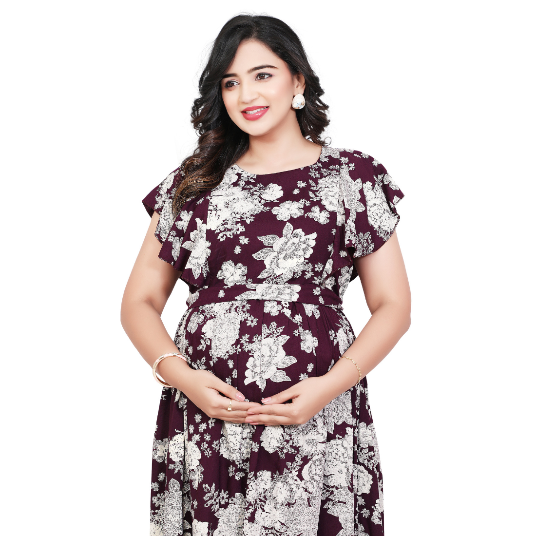 D2D Fashion Maternity & Feeding Dress | Floral Nursing Nighty for Women