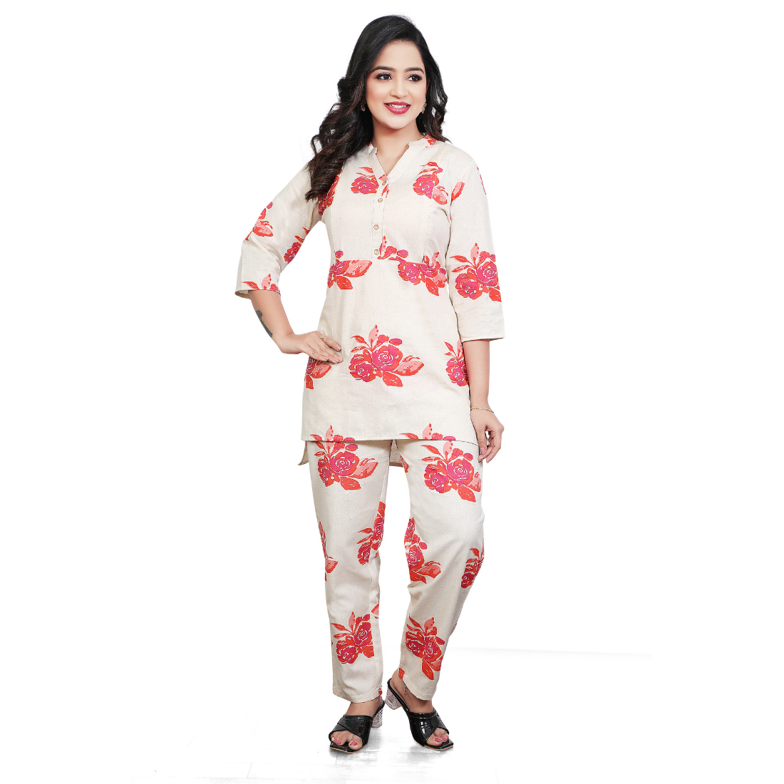 D2D Fashion Maternity & Nursing Co-Ord Set | Floral Feeding Kurti Pant Set
